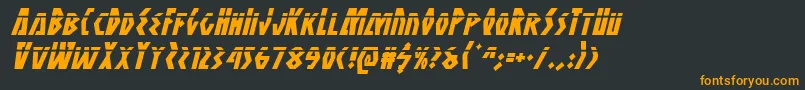 フォントAntikytheralaserital – 黒い背景にオレンジの文字