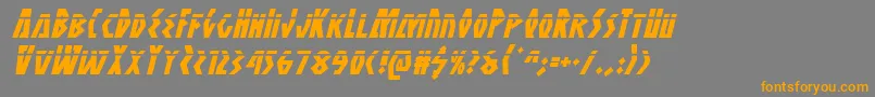 フォントAntikytheralaserital – オレンジの文字は灰色の背景にあります。