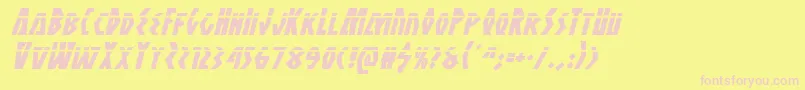 Antikytheralaserital-Schriftart – Rosa Schriften auf gelbem Hintergrund