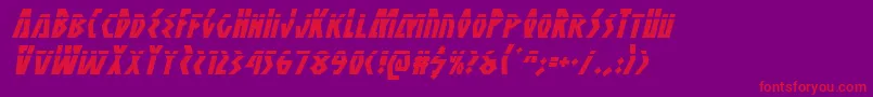 フォントAntikytheralaserital – 紫の背景に赤い文字