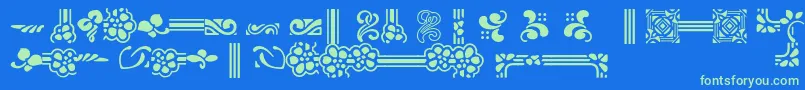 AuriolFlowers-Schriftart – Grüne Schriften auf blauem Hintergrund