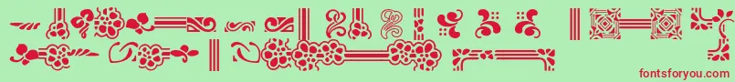 Czcionka AuriolFlowers – czerwone czcionki na zielonym tle