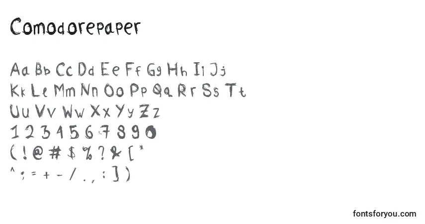 Schriftart Comodorepaper – Alphabet, Zahlen, spezielle Symbole