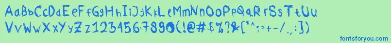 Comodorepaper-Schriftart – Blaue Schriften auf grünem Hintergrund