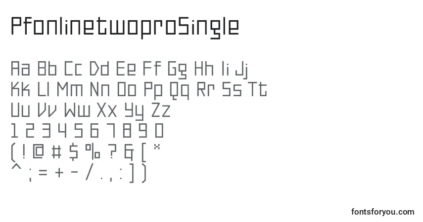 Czcionka PfonlinetwoproSingle – alfabet, cyfry, specjalne znaki