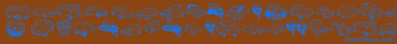 Czcionka UglyCars – niebieskie czcionki na brązowym tle