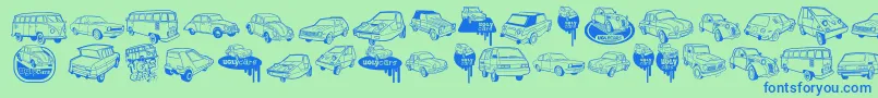 Czcionka UglyCars – niebieskie czcionki na zielonym tle
