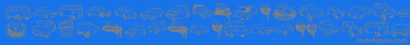 フォントUglyCars – 青い背景に灰色の文字