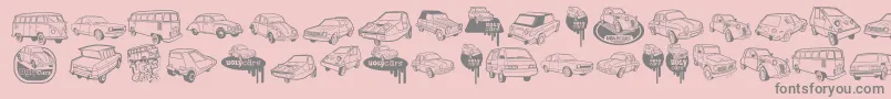 Fonte UglyCars – fontes cinzas em um fundo rosa