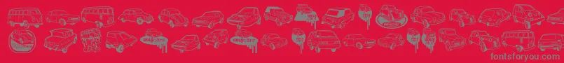 Fonte UglyCars – fontes cinzas em um fundo vermelho
