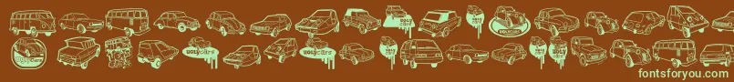 UglyCars Font – Green Fonts on Brown Background