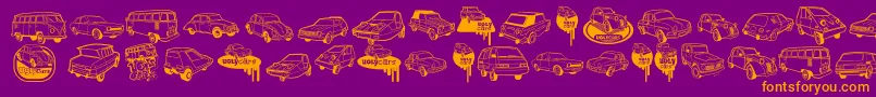 Fonte UglyCars – fontes laranjas em um fundo violeta