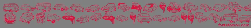 UglyCars-Schriftart – Rote Schriften auf grauem Hintergrund