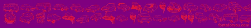 UglyCars Font – Red Fonts on Purple Background