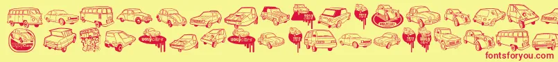フォントUglyCars – 赤い文字の黄色い背景