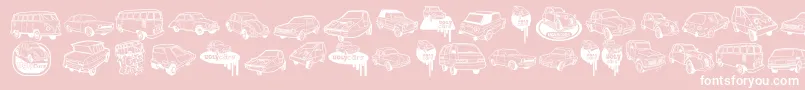 Fonte UglyCars – fontes brancas em um fundo rosa