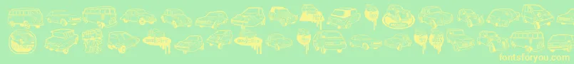 fuente UglyCars – Fuentes Amarillas Sobre Fondo Verde
