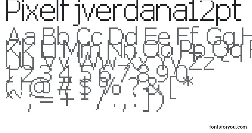 Czcionka Pixelfjverdana12pt – alfabet, cyfry, specjalne znaki