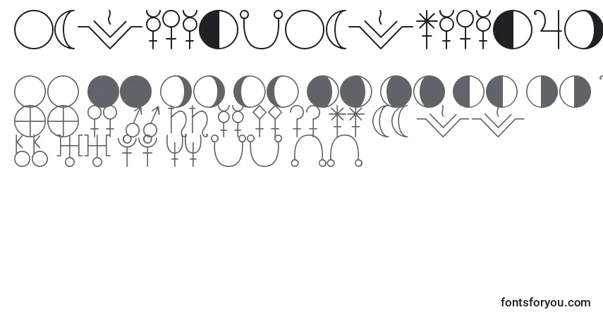 Czcionka AstologyAstrologicalTfb – alfabet, cyfry, specjalne znaki