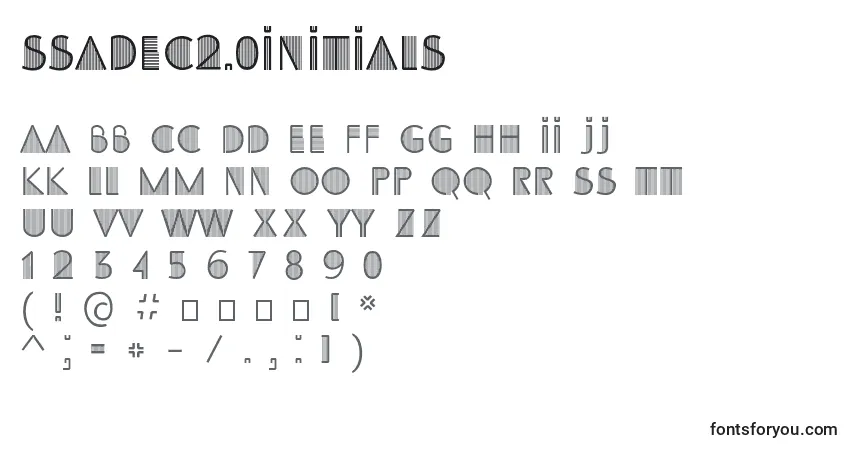 Шрифт SsAdec2.0Initials – алфавит, цифры, специальные символы