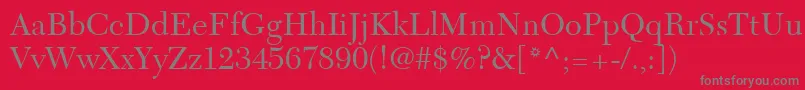 NewCaledoniaLt-Schriftart – Graue Schriften auf rotem Hintergrund