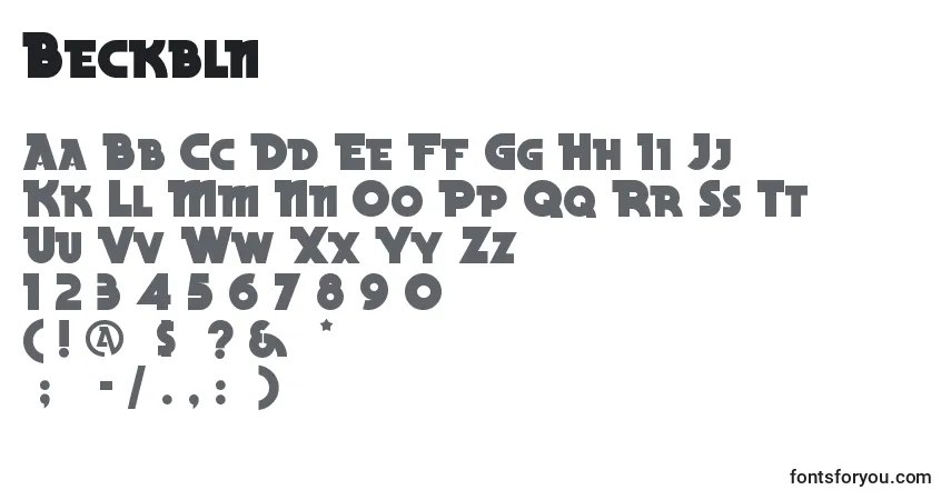 Czcionka Beckbln – alfabet, cyfry, specjalne znaki