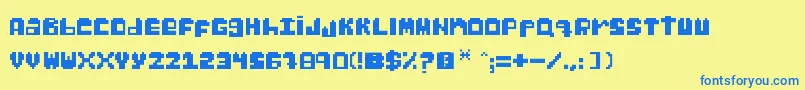 フォントGabsPixel – 青い文字が黄色の背景にあります。