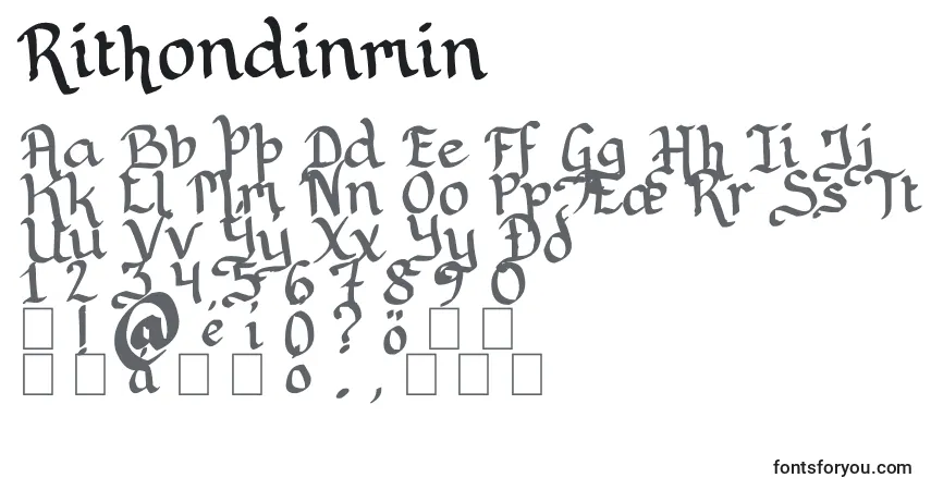 Schriftart Rithondinmin – Alphabet, Zahlen, spezielle Symbole