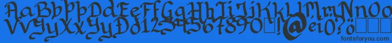 Rithondinmin-Schriftart – Schwarze Schriften auf blauem Hintergrund