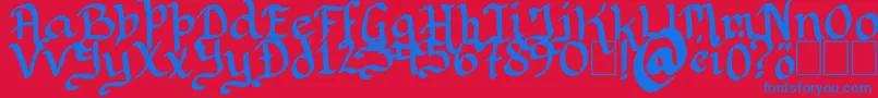 Rithondinmin Font – Blue Fonts on Red Background