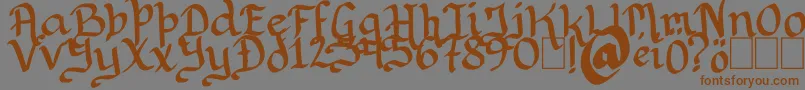 Saiba mais sobre a fonte Rithondinmin Fonte Rithondinmin – fontes marrons em um fundo cinza