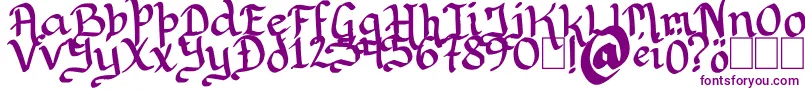 Rithondinmin-Schriftart – Violette Schriften auf weißem Hintergrund
