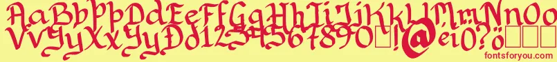 Rithondinmin Font – Red Fonts on Yellow Background