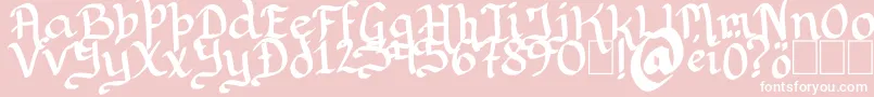 Rithondinmin-Schriftart – Weiße Schriften auf rosa Hintergrund