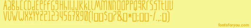 Tapi-Schriftart – Orangefarbene Schriften auf gelbem Hintergrund