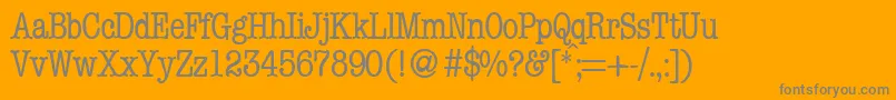 ModerntypewritercondRegular-Schriftart – Graue Schriften auf orangefarbenem Hintergrund