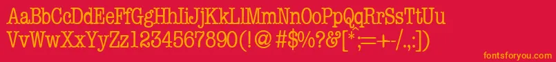 ModerntypewritercondRegular Font – Orange Fonts on Red Background