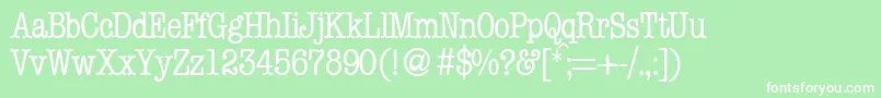 ModerntypewritercondRegular-fontti – valkoiset fontit vihreällä taustalla