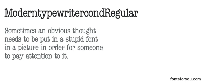 Review of the ModerntypewritercondRegular Font