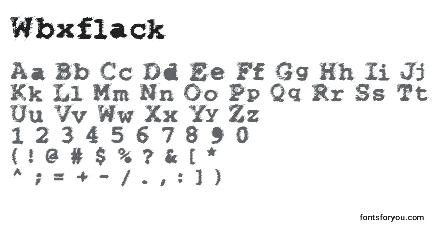 Czcionka Wbxflack – alfabet, cyfry, specjalne znaki