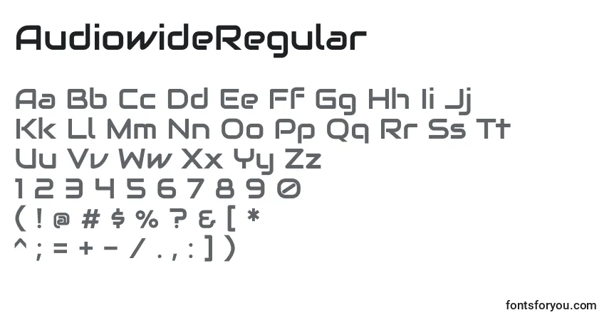 A fonte AudiowideRegular – alfabeto, números, caracteres especiais