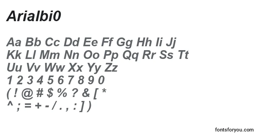 Шрифт Arialbi0 – алфавит, цифры, специальные символы