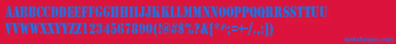 ArmyCondensed Font – Blue Fonts on Red Background