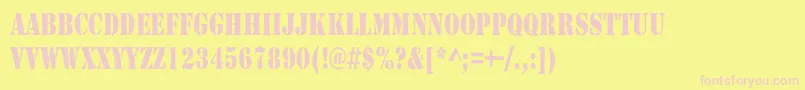 ArmyCondensed-Schriftart – Rosa Schriften auf gelbem Hintergrund