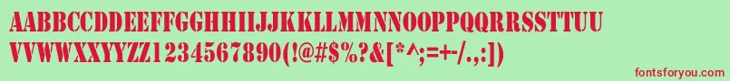 ArmyCondensed Font – Red Fonts on Green Background