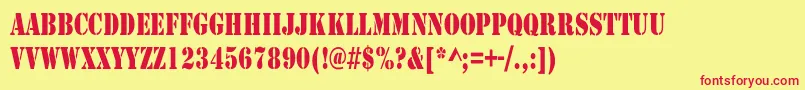 ArmyCondensed Font – Red Fonts on Yellow Background