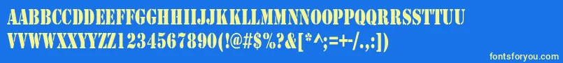 ArmyCondensed Font – Yellow Fonts on Blue Background