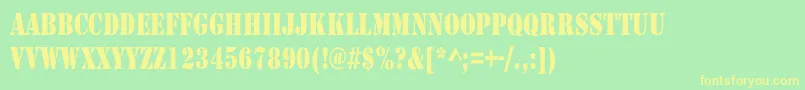 ArmyCondensed Font – Yellow Fonts on Green Background
