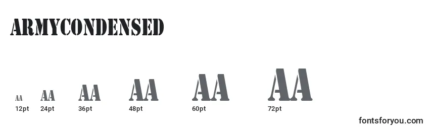 ArmyCondensed Font Sizes