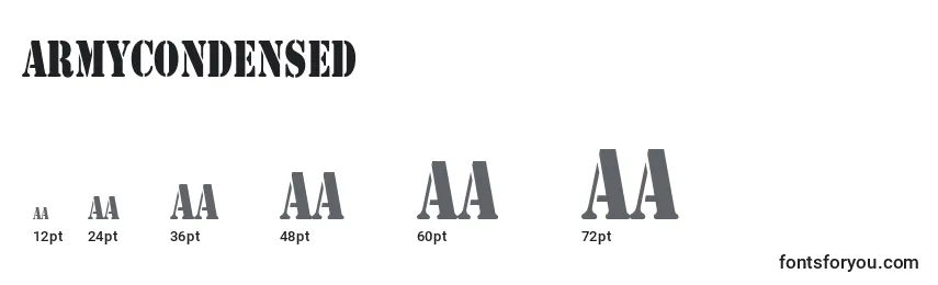 Tamaños de fuente ArmyCondensed